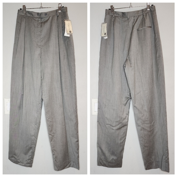 NWT Austin Reed 100% Wool Grey Pleated Highrise Dress Pants Vintage Sz 10 Lined - Picture 1 of 16